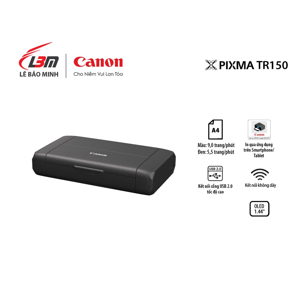 Máy in phun đơn năng di động Canon TR150 kèm pi - chính hãng