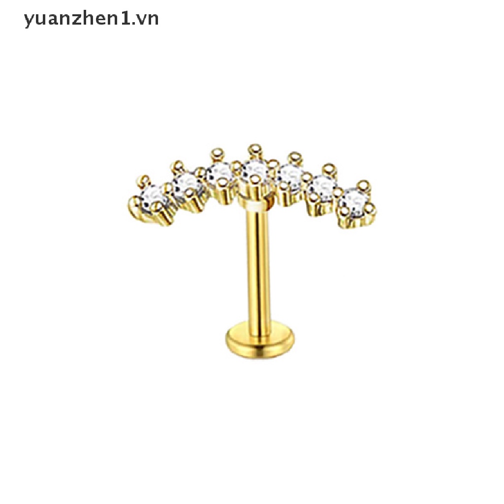 Khuyên Xỏ Sụn Tai Chất Liệu Thép Không Gỉ Đính Đá Zircon
