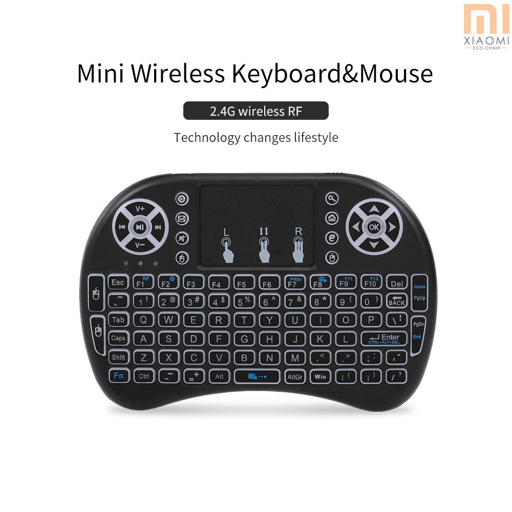 【shine】Air Mouse Keyboard 2.4G Wireless RF Remote Control Backlit Multimedia Remote Touchpad Rechargeable Combos Handheld Keyboard (Black)