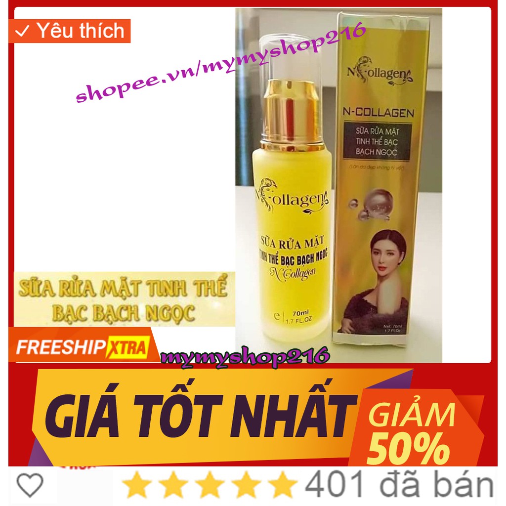 [Bán Siêu Chạy] SỮA RỬA MẶT TINH THỂ BẠC BẠCH NGỌC N-COLLAGEN RỬA SẠCH BỤI BẨN, SẠCH NHỜN NGỪA MỤN