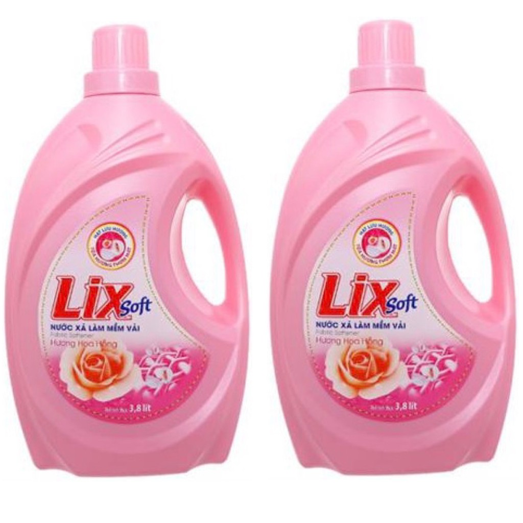 Combo 2 chai Nước xả vải Lix hương hoa hồng 3,8L