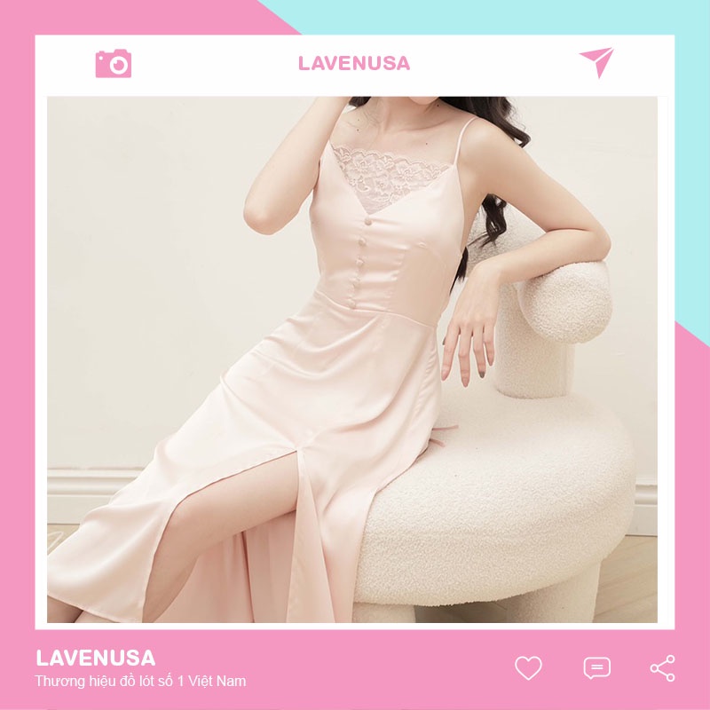 Váy ngủ lụa nữ 2 dây sexy gợi cảm mềm mại cao cấp Mialala LAVENUSA QA01