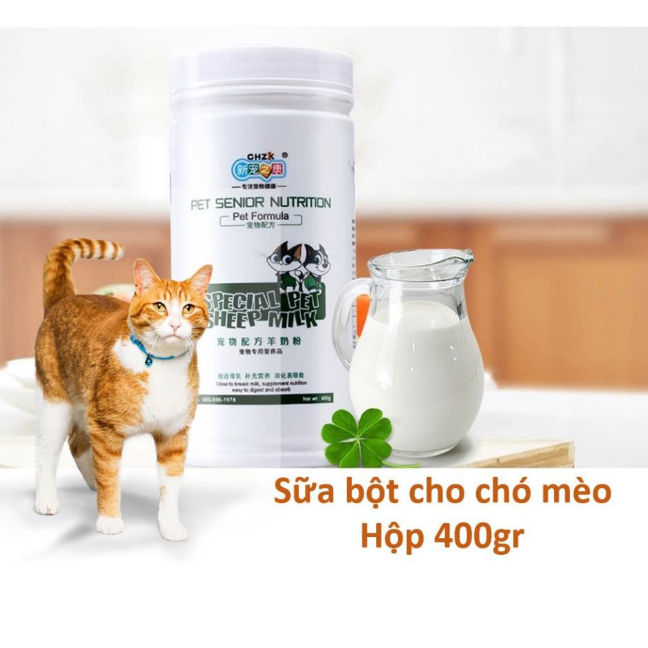 Sữa cho chó mèo nhập khẩu Hộp 400gr Sữa bột dành cho thú cưng sơ sinh và mới ốm dậy (BioMilk)