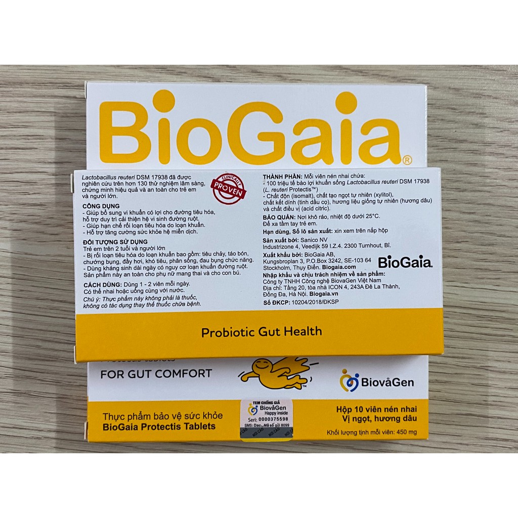 Men Vi Sinh Biogaia Dạng Viên - Giảm Táo Bón, Nôn Trớ An toàn Cho Bé Và Mẹ Bầu (Hộp 10 viên )