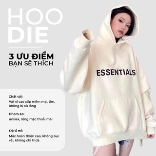 Áo Khoác Hoodie Essentials Nam Nữ, Form Rộng Unisex Chất Nỉ Bông Dày Màu Đen HDAS 908 Unichic