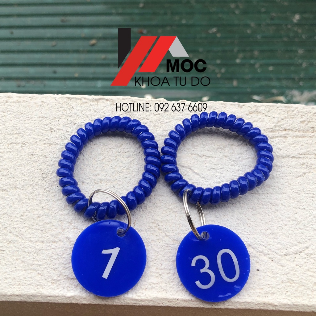 Móc khoá Mica đánh số tủ đồ tủ locker Đen Đỏ Xanh
