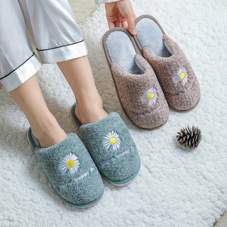 Dép bông lông cừu thời trang Unisex Hoa Cúc hottrend lót nỉ giữ ấm