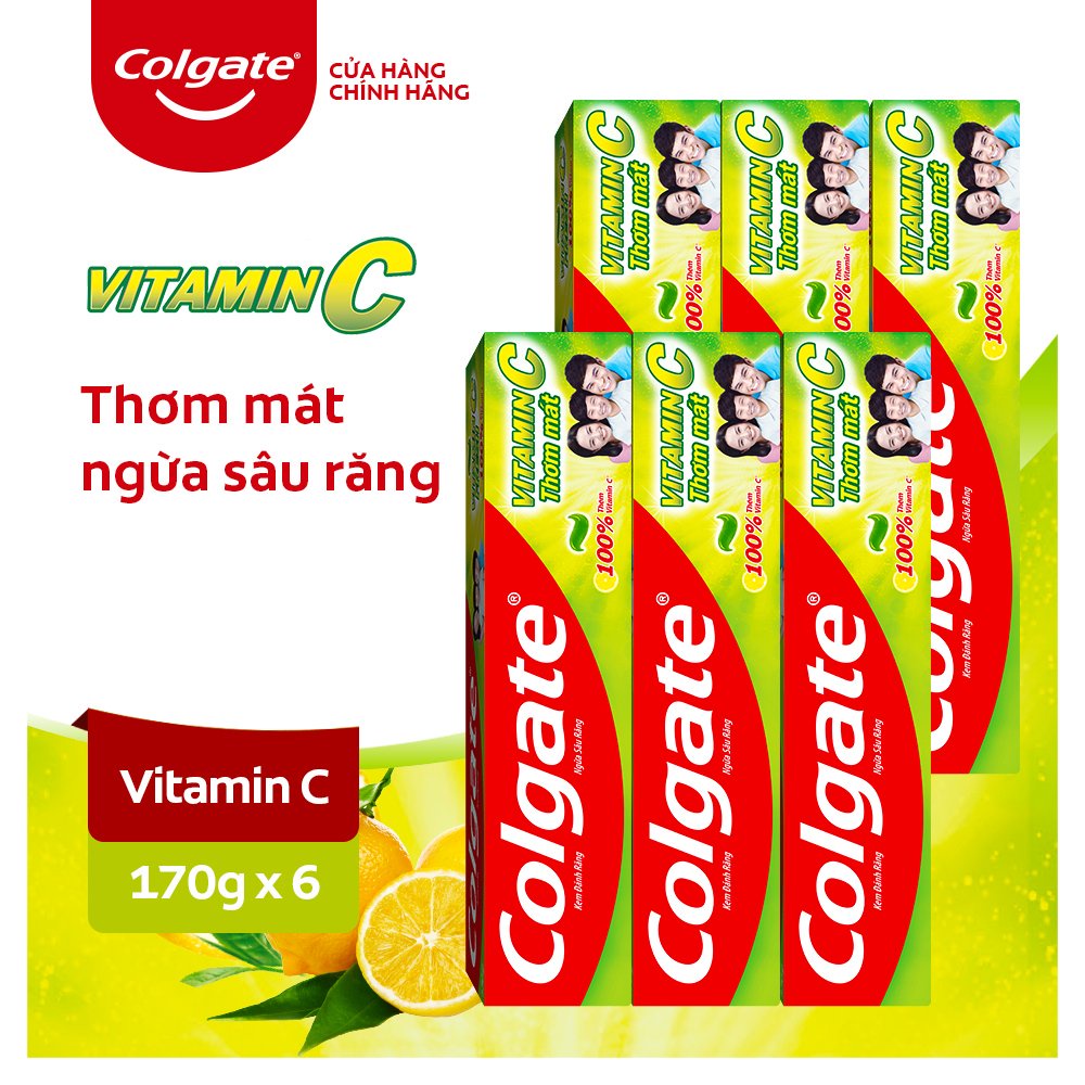 Bộ 6 Kem đánh răng Colgate Vitamin C thơm mát 170g/ tuýp