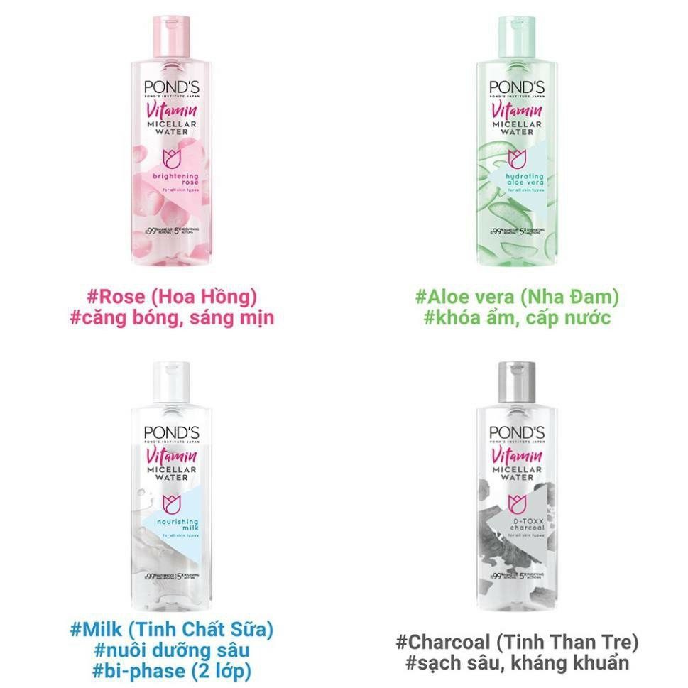 Nước tẩy trang, tẩy trang Pond's, 100ml trắng sáng da, ngừa mụn, sạch nhờn sạch sâu