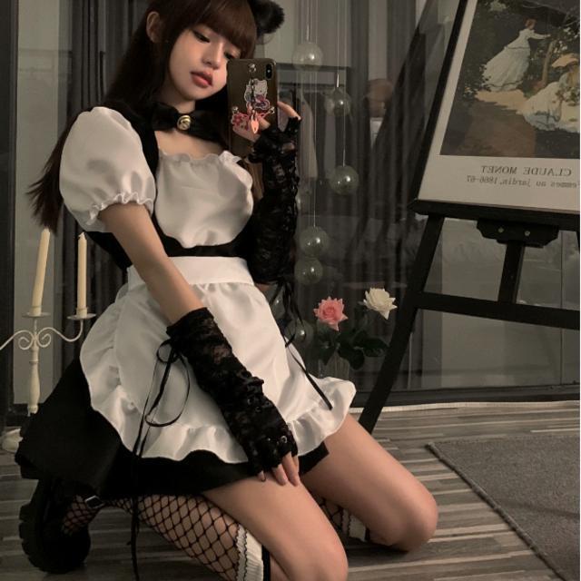 Student trendy pure desire temptation ~ soft girl maid outfit cos western style age-reducing narrow-eo all-