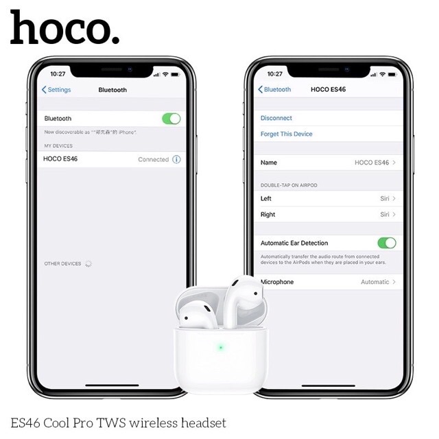 ✅CHÍNH HÃNG ✅Tai nghe True Wireless mini Hoco ES46 TWS Cool Pro V5.0,Định vị Tai nghe Popup,Đổi tên Cảm ứng Pin 250mAh