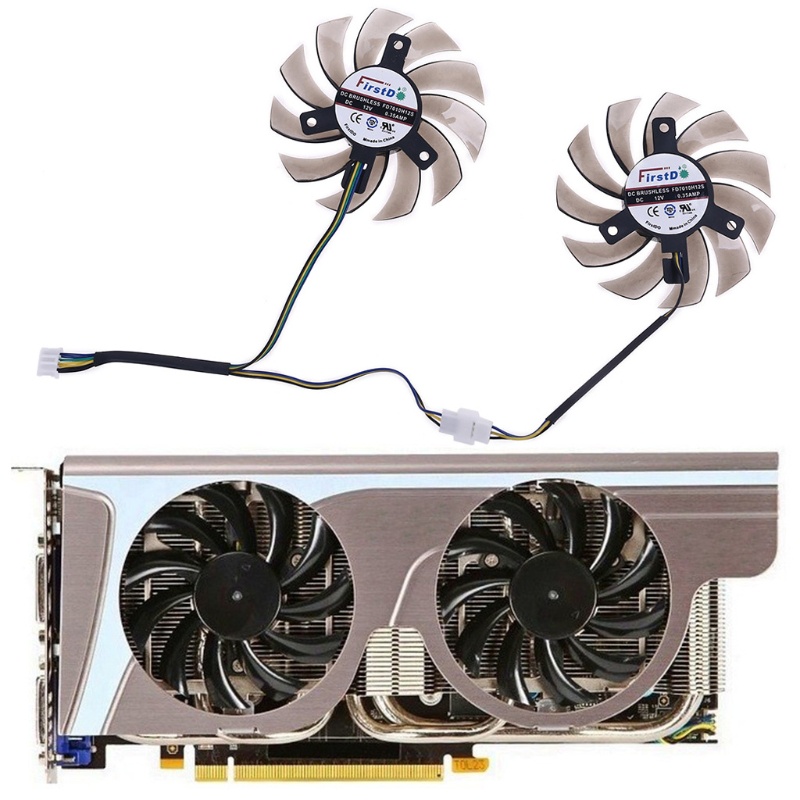 1 Cặp Quạt Tản Nhiệt FD7010H12S 75mm 4Pin Cho Thẻ Đồ Họa MSI GTX R6870 R6790