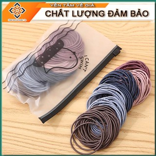 Chun buộc tóc ☘ Sét 100 cái chun buộc tóc Hàn Quốc trơn nhiều màu kèm túi zip ☘ DBT01