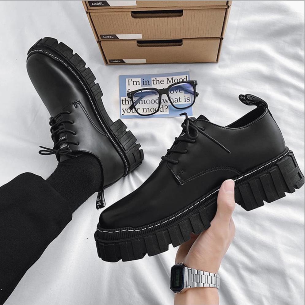 BTS Giày nam cổ thấp, giày dr martens nam, giày da nam, boot cổ thấp tăng chiều cao WQ