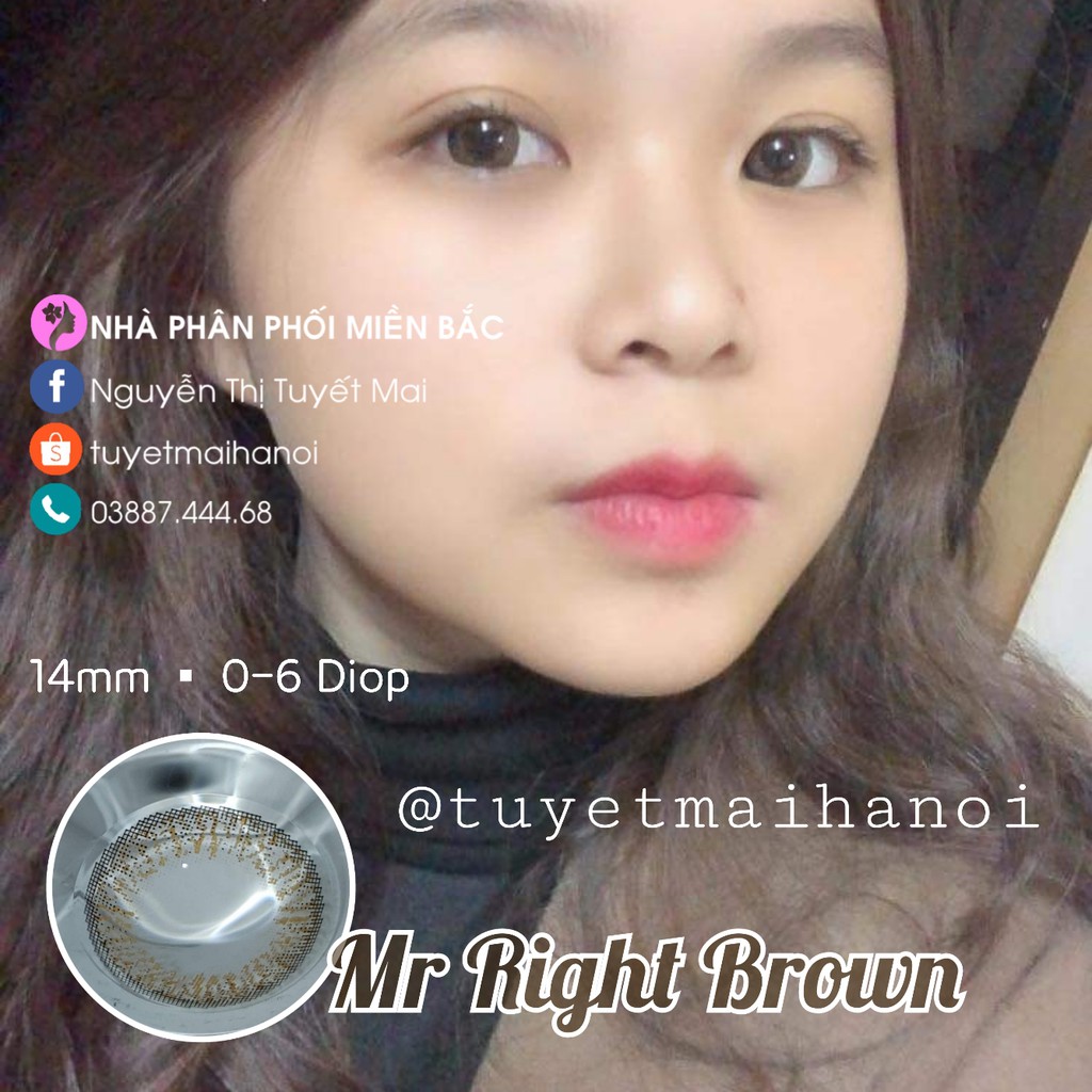 [ Ảnh Thật ] Lens Cận Màu Nâu Tự Nhiên Mright Brown 14.2mm - Kính Áp Tròng Hàn Quốc Vassen Sexy Me