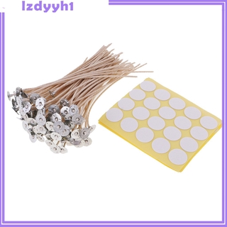 Set 100 Bấc Nến Lõi Cotton Màu Nâu Kèm 100 Miếng Dán Bấc