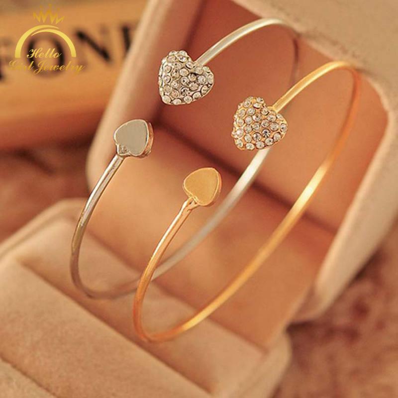 Vòng Tay Hình Trái Tim Đính Đá Lấp Lánh Phong Cách Hàn Quốc Xinh Xắn