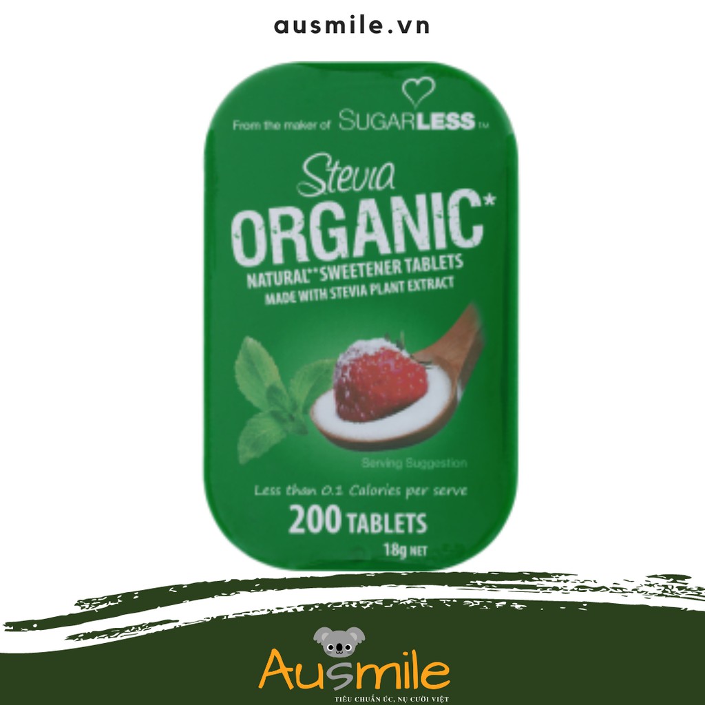 Đường Cỏ Ngọt Hữu Cơ Sugarless Stevia Organic (200 Viên)