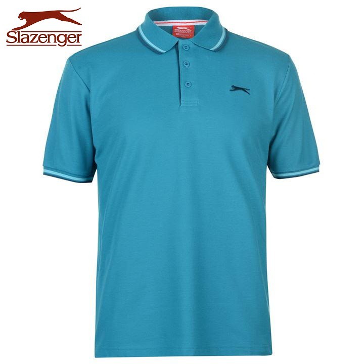 Áo thun nam Slazenger Tipped Polo (màu Teal Blue #2) - Hàng size UK