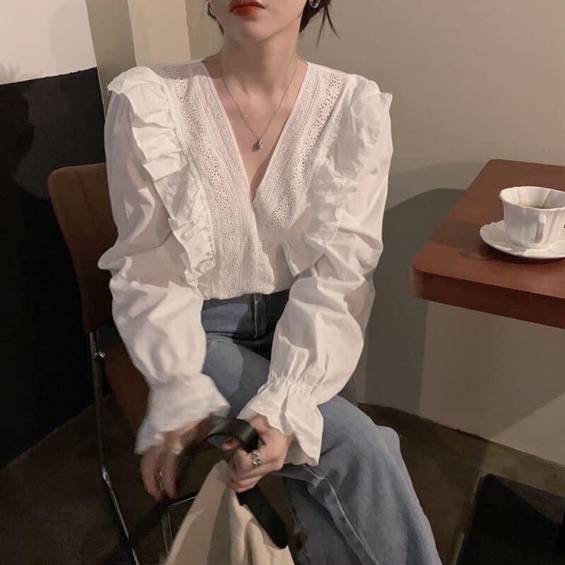 áo sơ mi phối ren