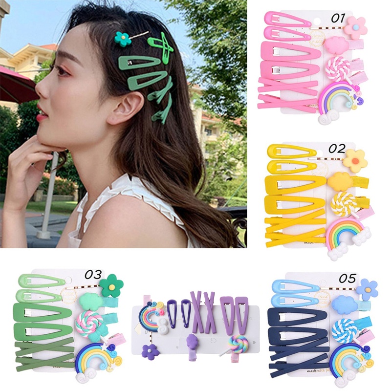 Bộ 10 Kẹp Tóc Màu Đơn Giản Thời Trang Cho Nữ