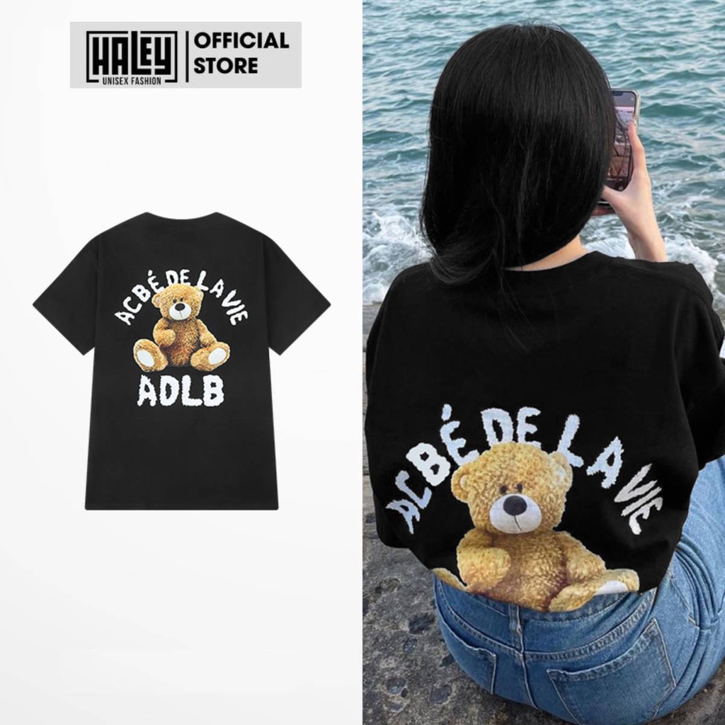 Áo thun Nam Nữ TN76 HALEY Unisex Form rộng tay lỡ  TEDDY BEAR Basic cao cấp chất 100% cotton thoáng mát