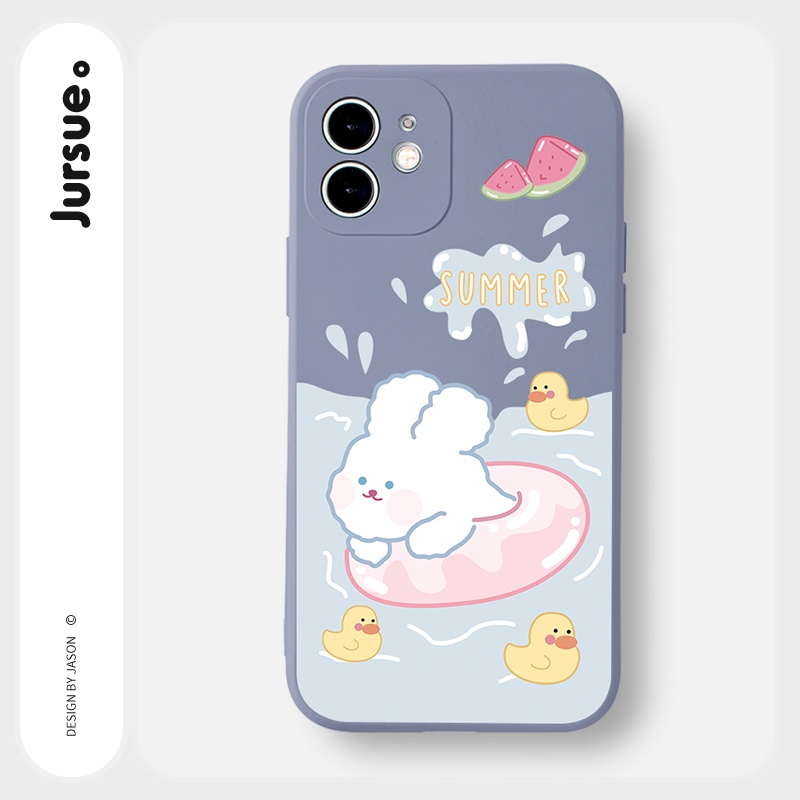Ốp lưng JURSUE hoạt hình cặp đôi dễ thương đẹp cho iPhone 13 12 11 Pro Max SE 2020 X XR XS 8 7 ip 6S 6 Plus kute Y1791