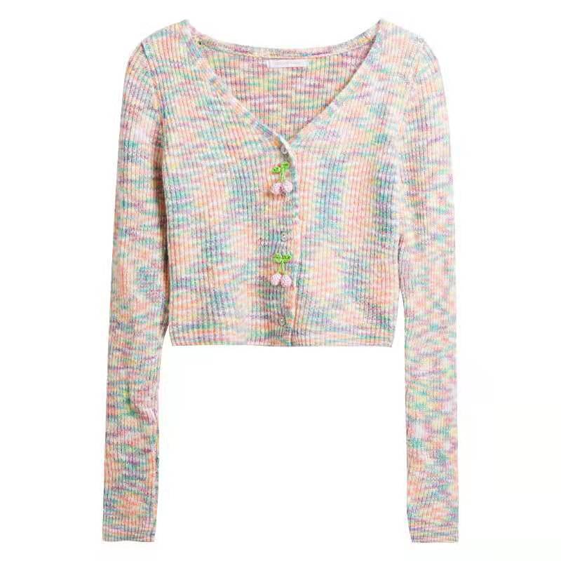 QKOOLE  Áo Lửng Dệt Kim Cổ Chữ V Gợi Cảm Cho Nữ