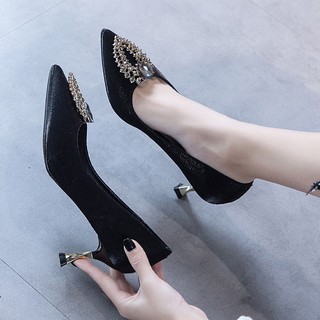 Giày Cao Gót 7cm Mũi Nhọn Màu Xanh Lá Kiểu Pháp Thời Trang 2020 Dễ Phối Đồ Cho Nữ