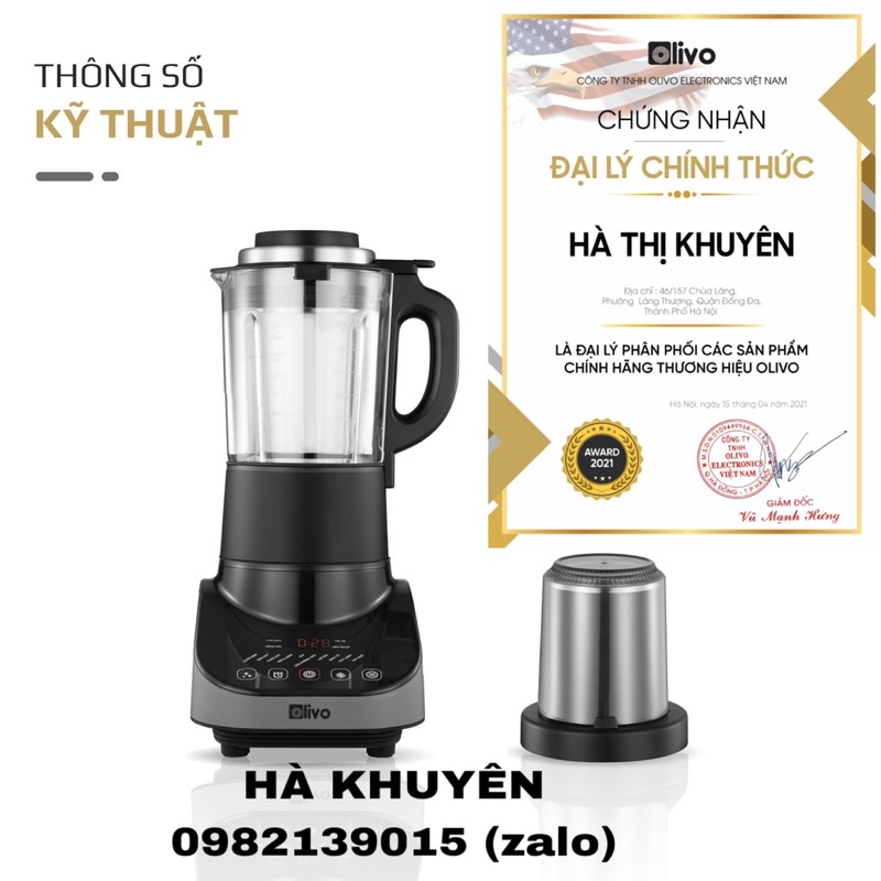 Máy Làm Sữa Hạt OLIVO CB20 - Thương hiệu Mỹ - Bảo Hành Chính Hãng 24 Tháng(olivo cb 20