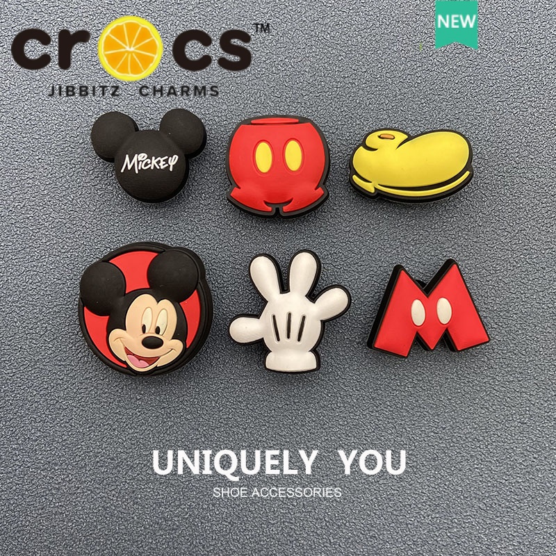 Phụ Kiện Trang Trí Giày crocs Họa Tiết Hoạt Hình Mickey Dễ Thương DIY