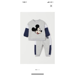 Bộ nỉ mickey xám xuất dư