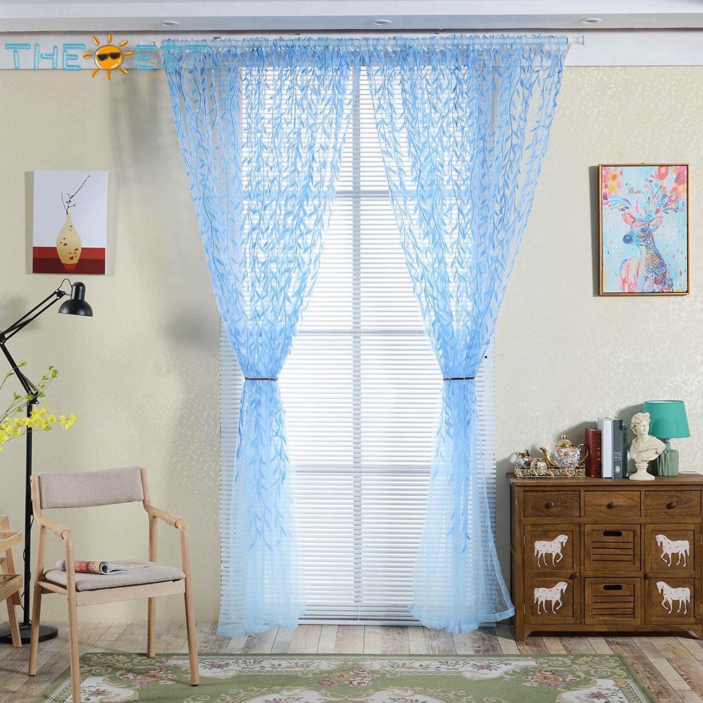 Rèm Cửa Vải Voan Họa Tiết Hoa 270x100cm