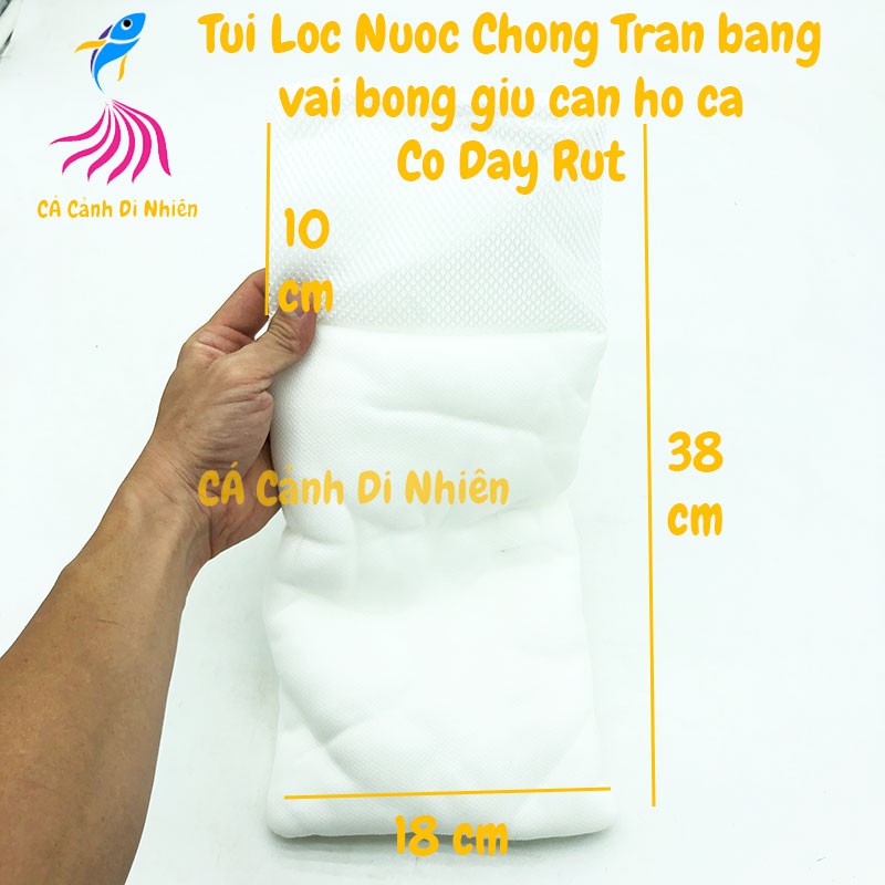 Túi lọc nước chống tràn bằng vải bông giữ cặn hồ cá 38x18 cm