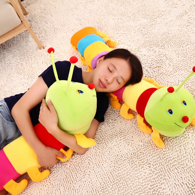 đầy màu sắc Caterpillar Doll Strip Pillow Đồ chơi sang trọng Sáng tạo Gối ngủ ép Giường Quà tặng sinh nhật Ragdoll