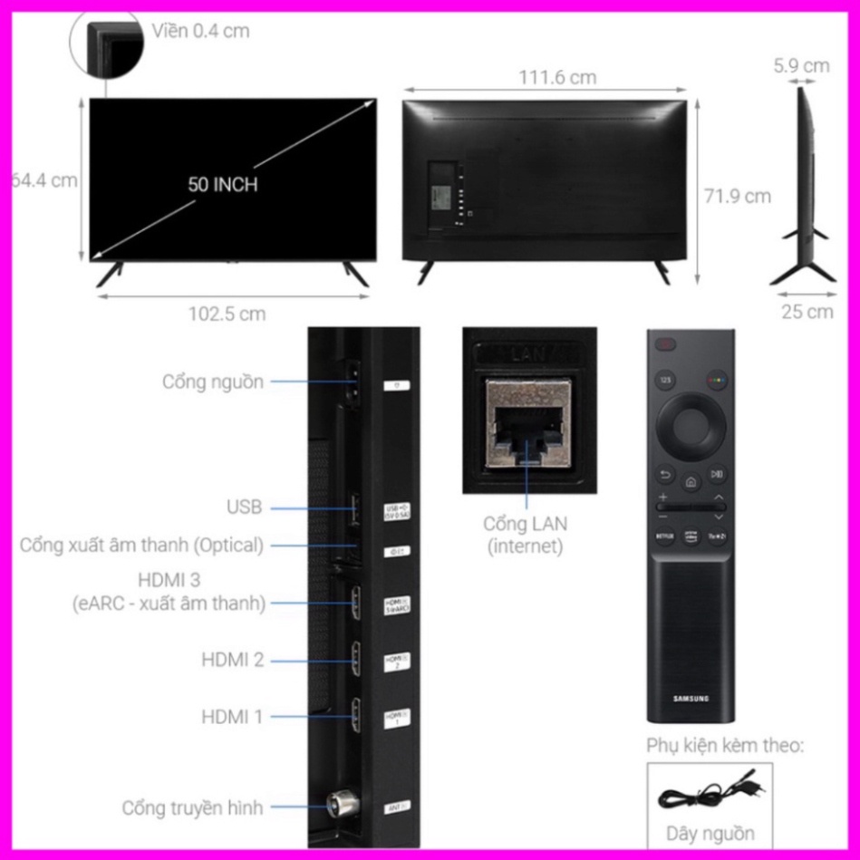 electric - . Smart Tivi Samsung Crystal UHD 4K 50 inch 50AU7000 _lắp đặt toàn quốc _Giao nhanh , lắp đặt miễn phí đầy đủ