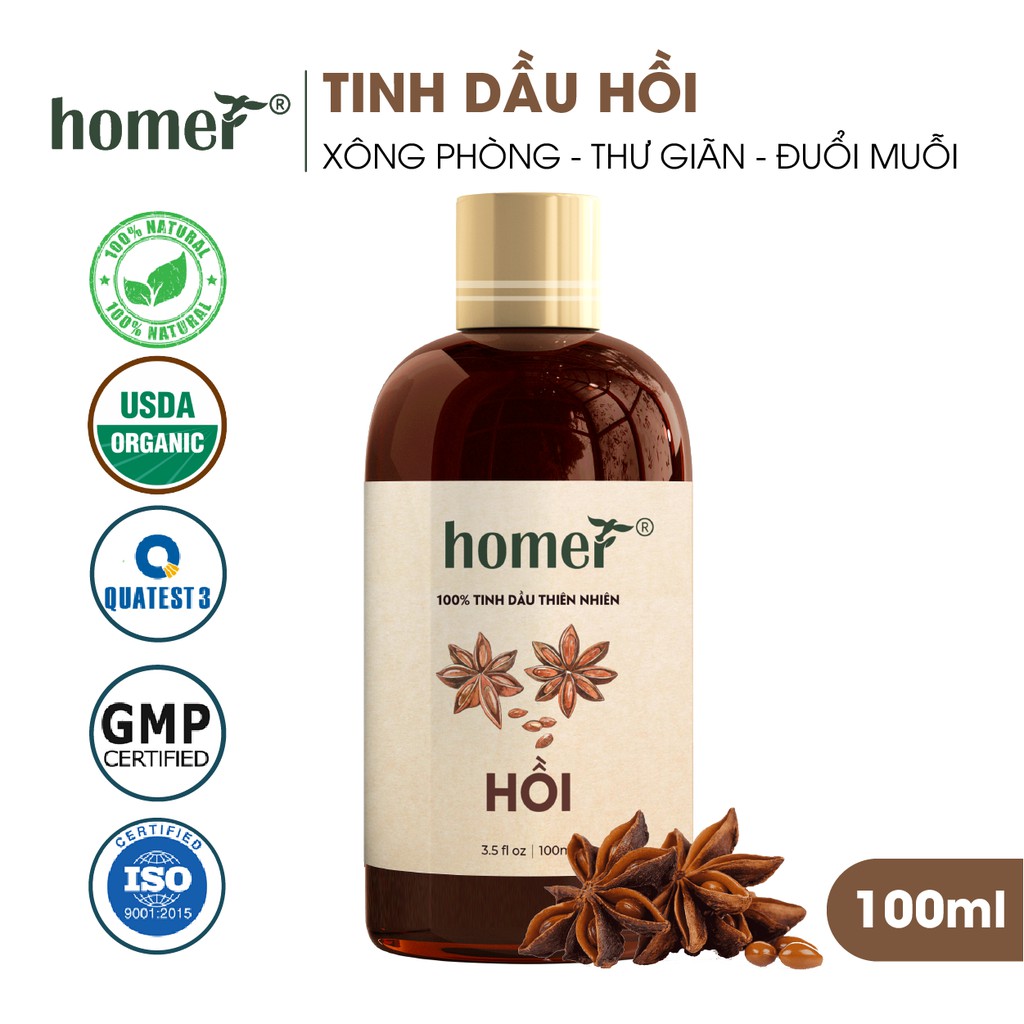 Tinh dầu Hoa Hồi Homer - Star Anise Essential Oil  - đạt chuẩn chất lượng kiểm định