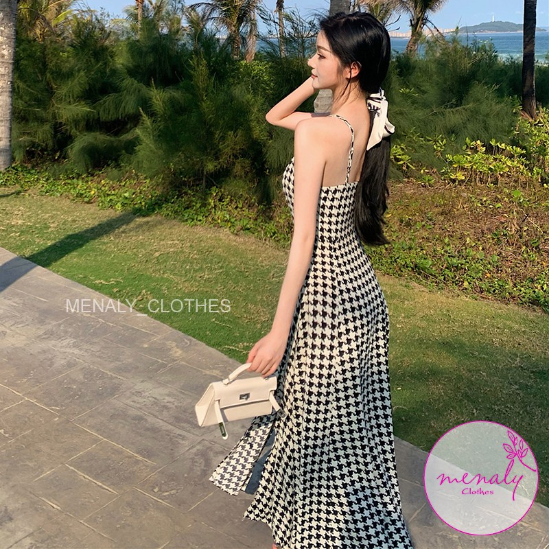 Váy maxi 2 dây đi biển xẻ tà dáng dài V035, mẫu váy maxi vintage nhẹ nhàng nữ tính xẻ tà sexy