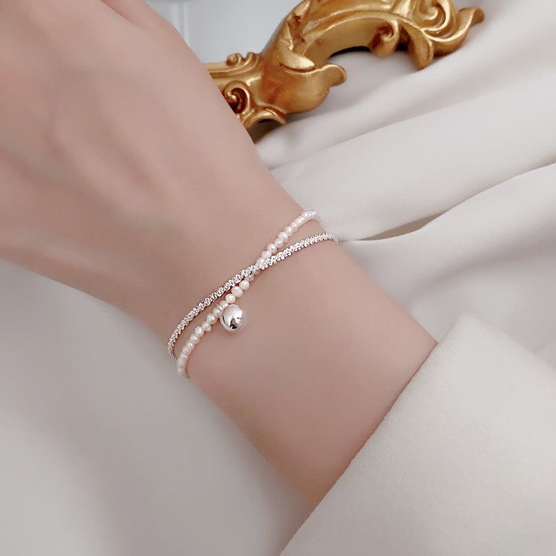 Vòng tay ngọc trai thời trang Baroque Vòng tay hai lớp thời trang