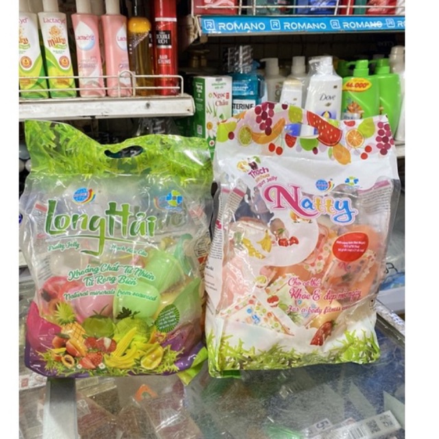 Thạch Rau Câu Long Hải Trái Cây &amp; Sữa Chua Túi To 910g