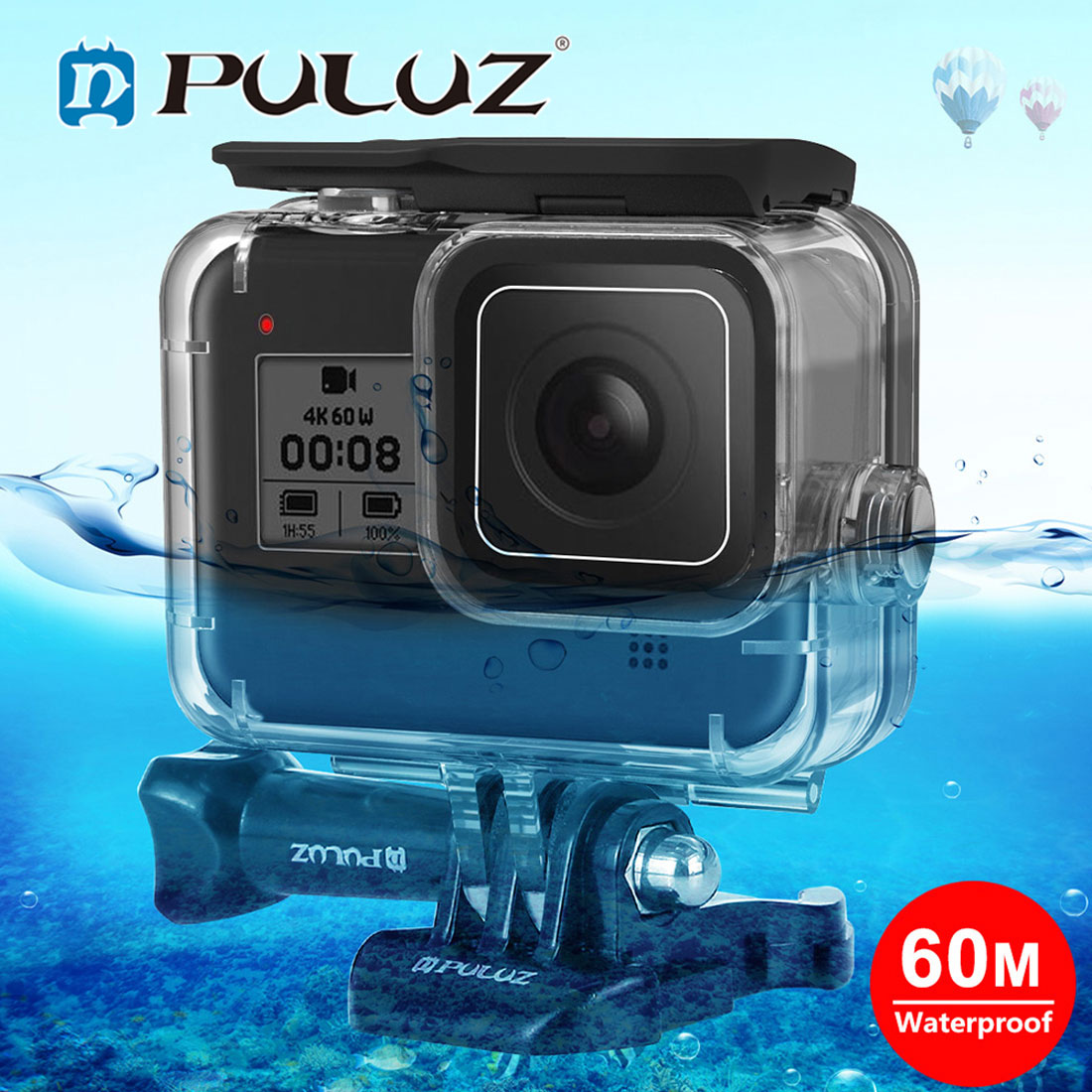Vỏ chống nước PULUZ 60m cho máy ảnh GoPro HERO8 | BigBuy360 - bigbuy360.vn