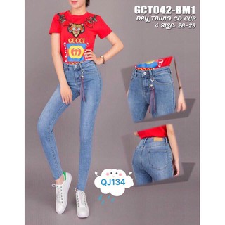 quần jean nữ xanh ôm body dáng trơn hot