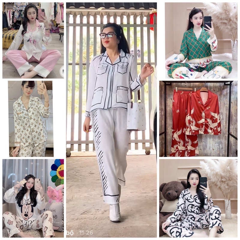 (Hình thật) Set Đồ bộ Pijama - Bộ đồ mặc nhà chất mango thiết kế siêu sang tay dài