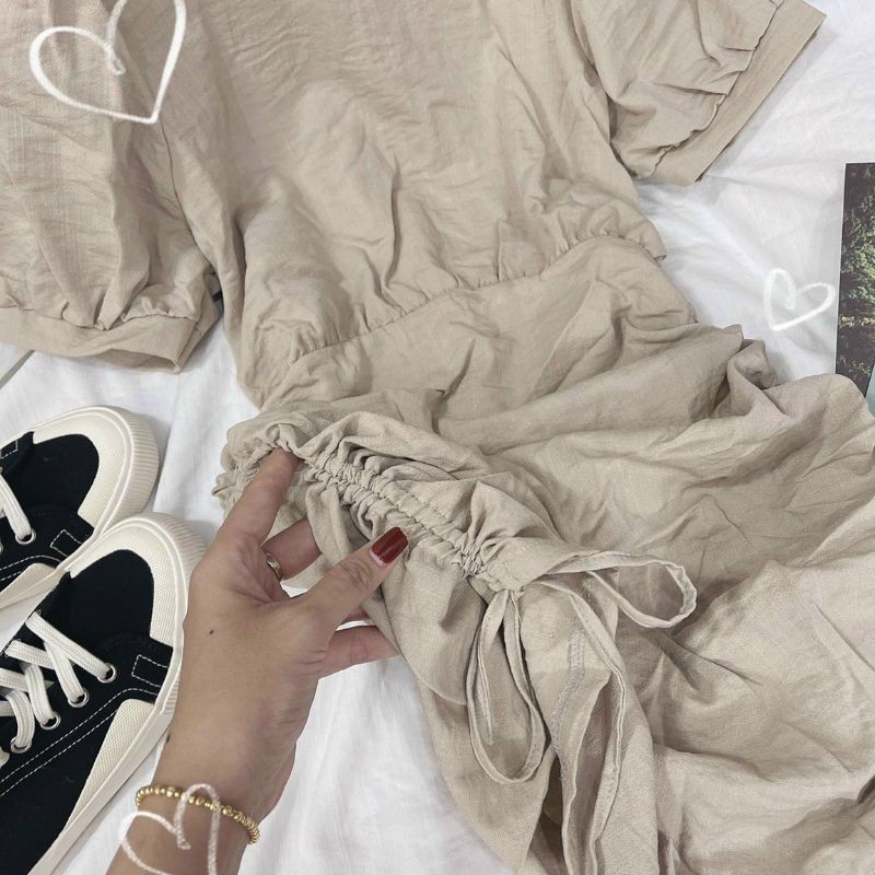 ĐẦM NUDE RÚT DÂY HÔNG 2 BÊN