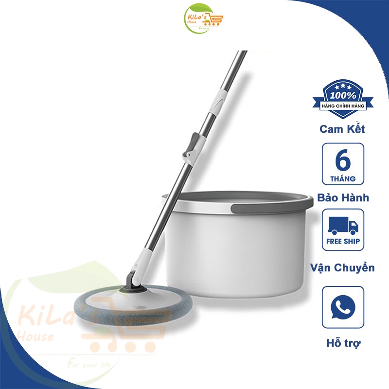 Bộ Cây Lau Nhà Thông Minh K8 Xoay 360 Độ, Siêu Nhanh, Cán Inox Chắc Chắn, Tiện Lợi, Sạch Gọn (Tặng Bông Lau Thay Thế)