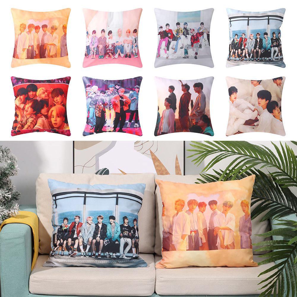 Vỏ Gối Vuông In Hình Nhóm Nhạc Bts 45x45cm