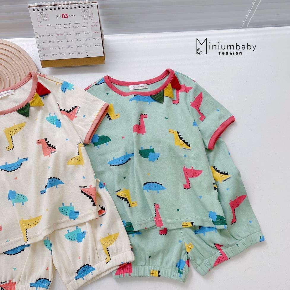 Bộ khủng long cộc tay chất liệu cotton mềm mát cho bé trai, bé gái MiniumBaby-SB1157