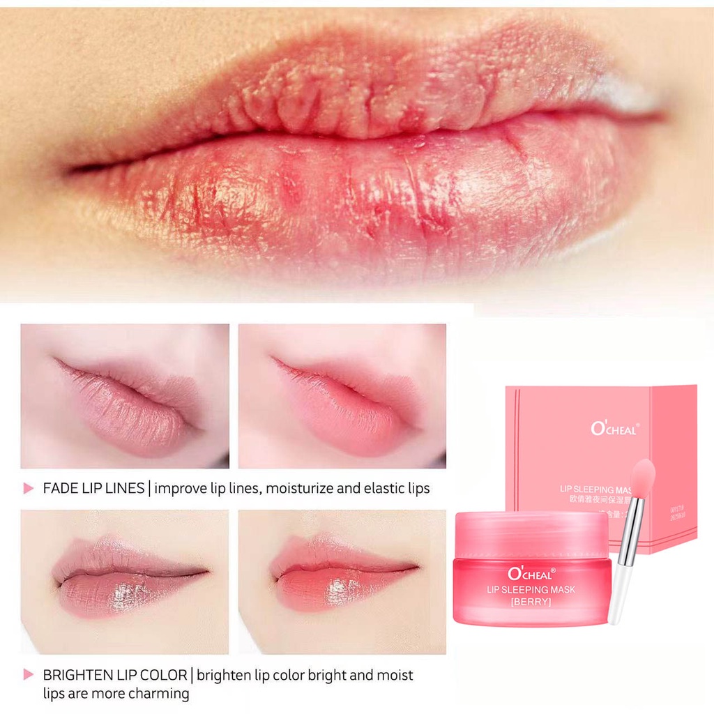 Mặt nạ ngủ cho môi OCHEAL Lip Sleeping Mask, Mặt nạ ngủ môi Berry Giúp Môi Mềm Mại Hồng Hào Cằn Bóng Dưỡng Cấp Ẩm Cho Môi