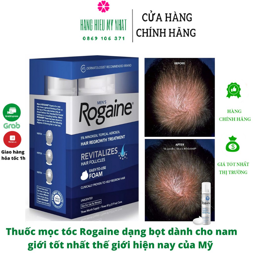 Thuốc mọc tóc Rogaine men's foam nguyên hộp 3 chai