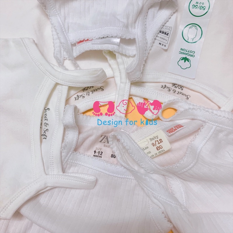 Sleepsuit và Set 3 body chip CỘC TAY, BA LỖ, DÀI TAY, HAI DÂY trắng trơn hàng hãng xuất dư cho bé trai và bé gái
